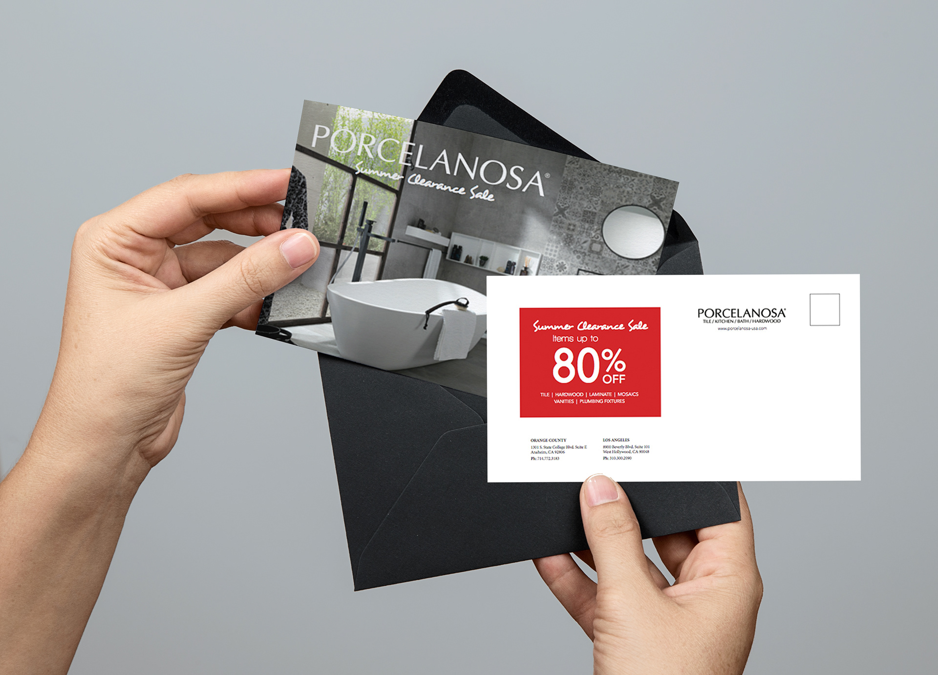 Porcelanosa clearance sale mailer portfolio example