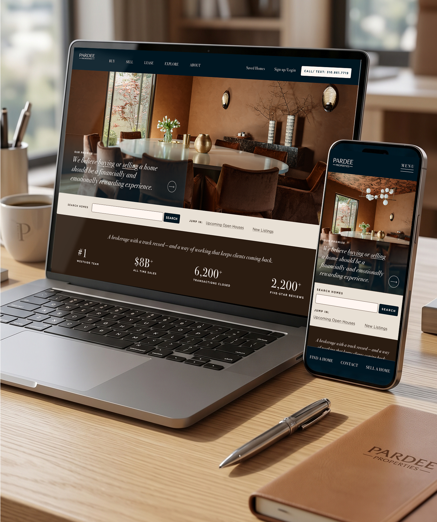Pardee Properties 2026 website shown on a laptop and phone
